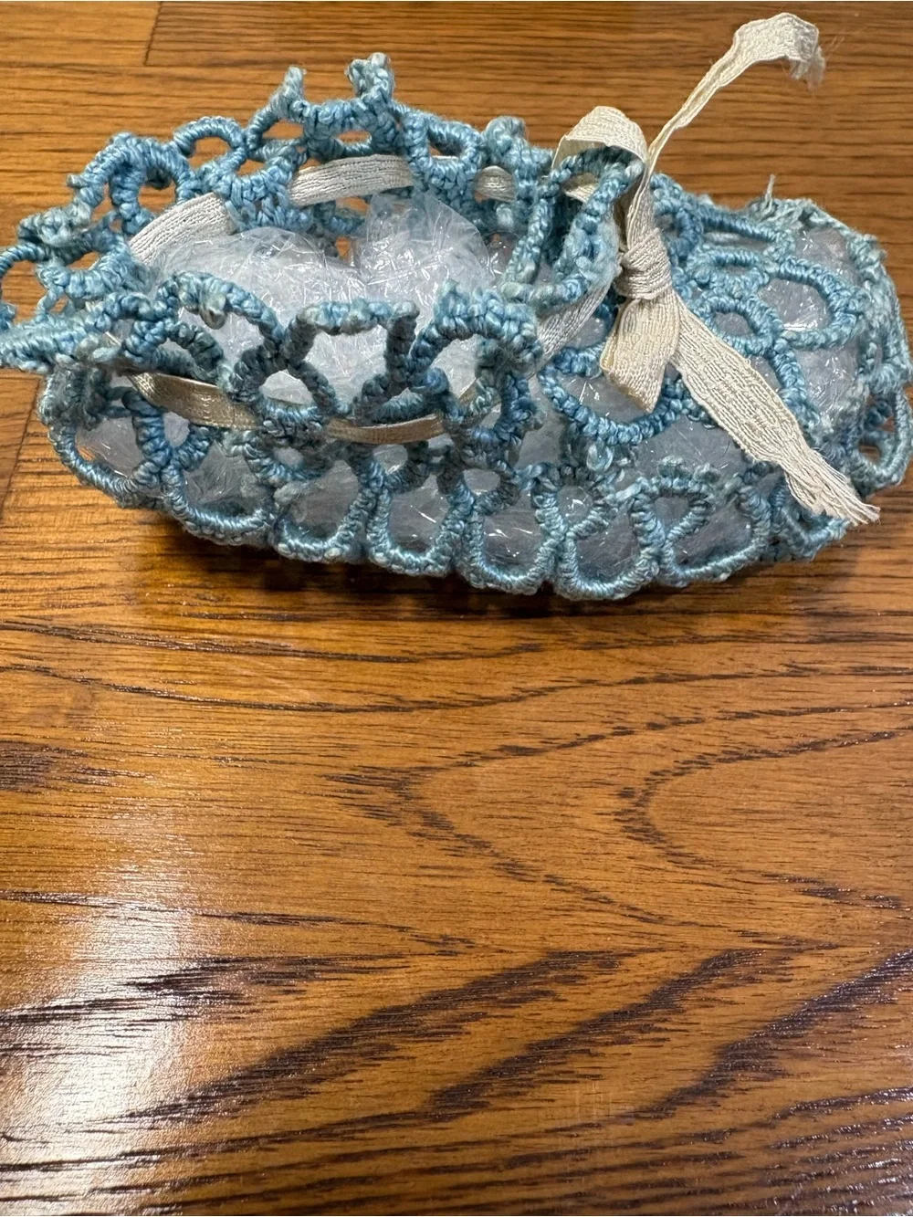 Vintage Tatted Blue Baby Shoes Made in 1952